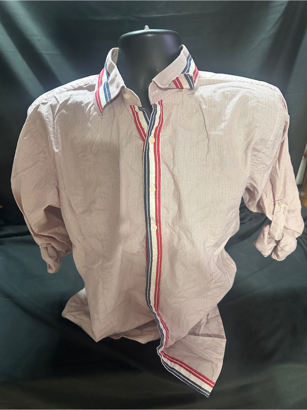 Men's Striped Button-Down Shirt-Nono Maldonado Y2K retro shirt-size L